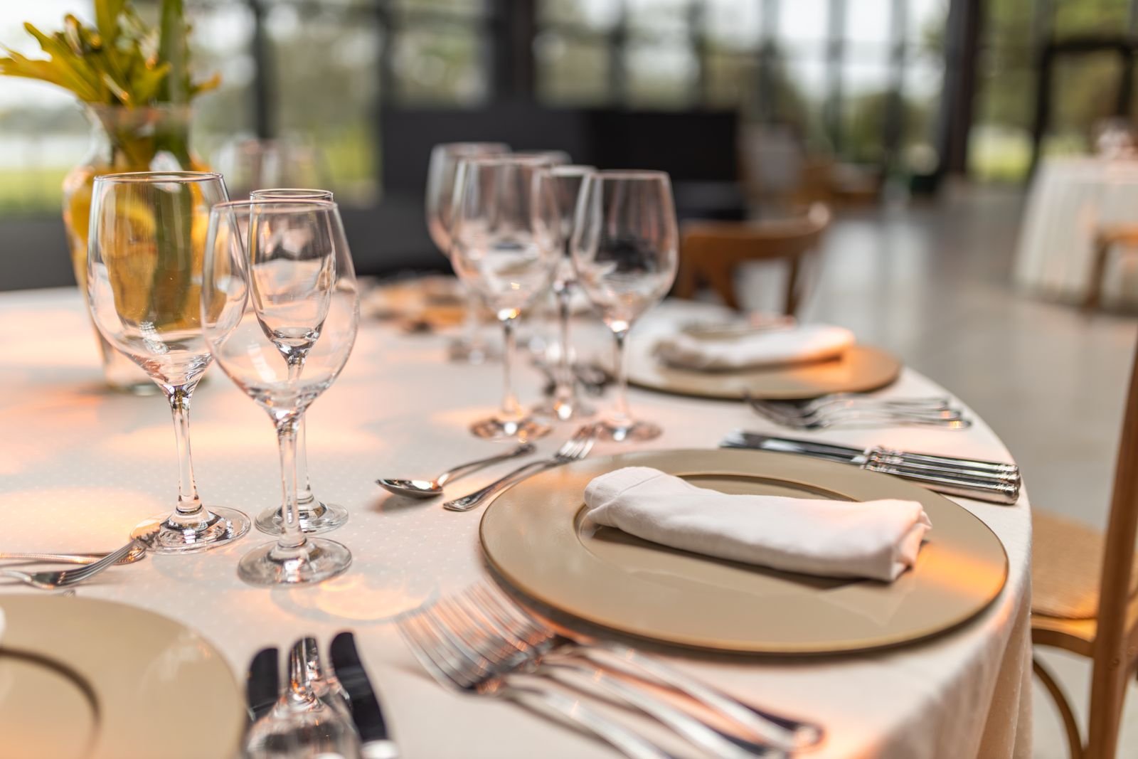 Table set with moulded plant-fibre tableware for EU market programmes